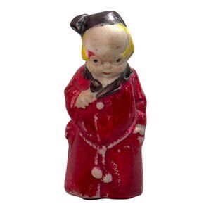 Vintage Antique Red Bisque Grandpa Doll Figure Glasses In Red Robe German